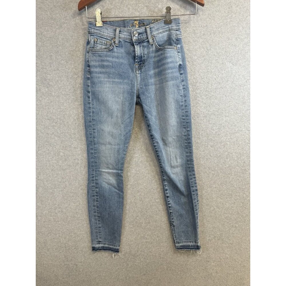 Seven 7 For All Mankind The Ankle Skinny Jeans Sz 25 Mid Rise Light Wash EUC - Picture 2 of 15